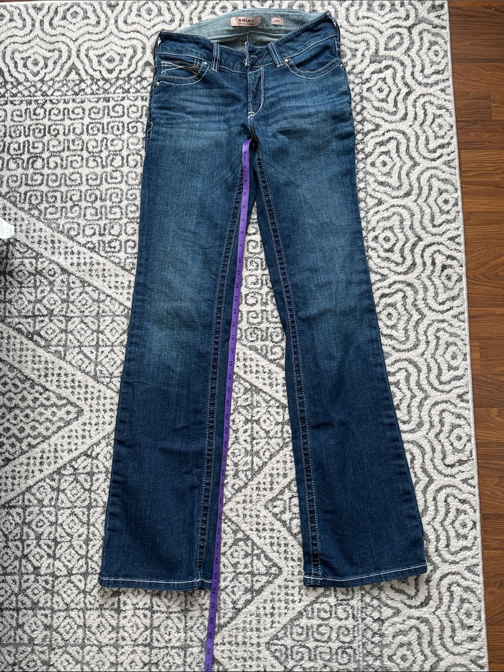 Ariat Dark Blue Flare Jeans with Embroidered Back Pockets - Picture 2 of 6